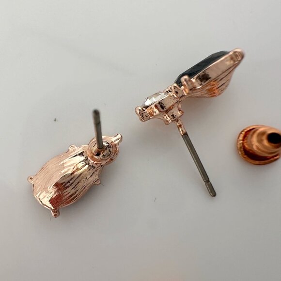 Pretty Black Sapphire & Crystal Necklace & Earrings Set with Rose Gold Overlay - Picture 10 of 13